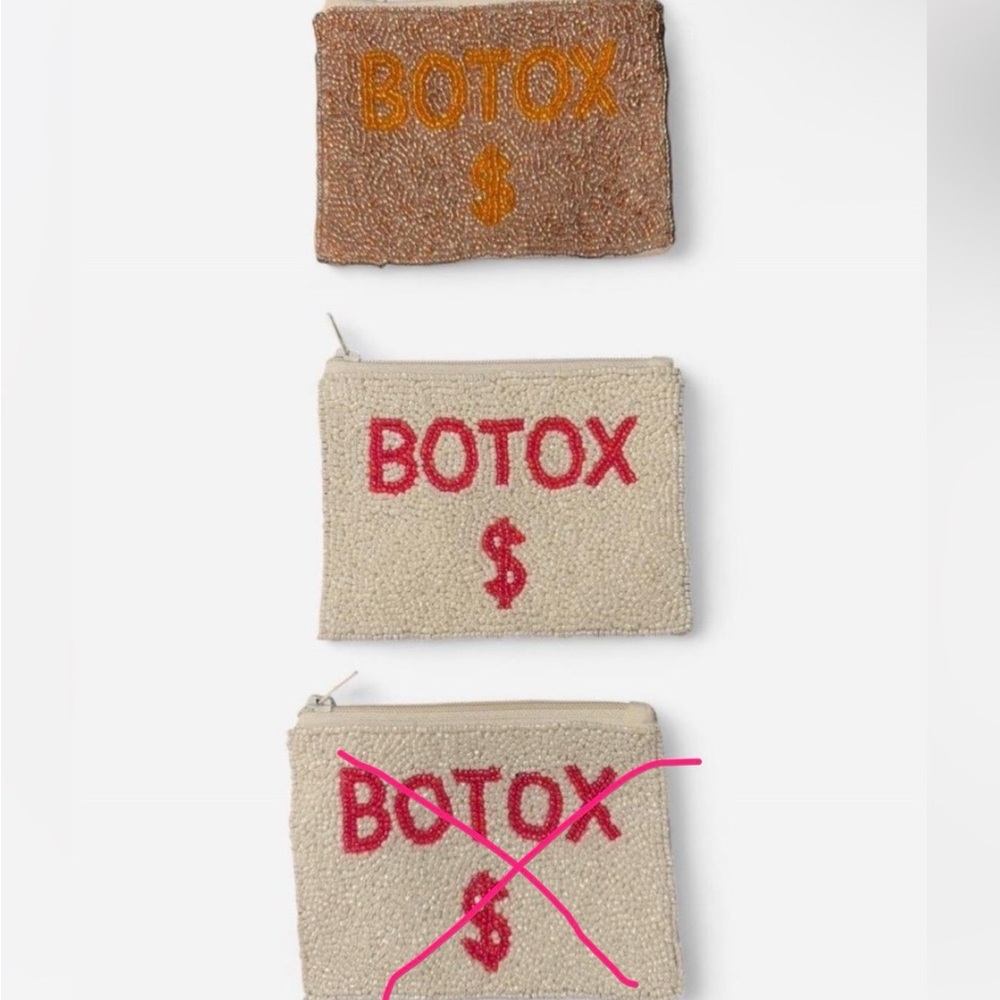 Beaded Pouch with 'BOTOX' Design